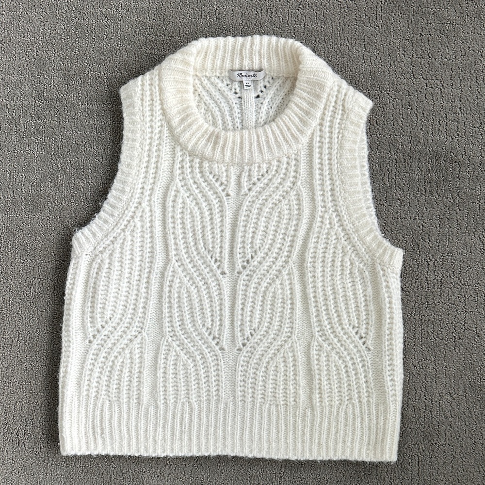 Madewell Cream Cable Knit Sweater Vest